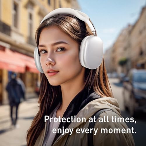 MOLOPPO 3 in 1 Case Cover Compatible with AirPods Max 2/1 2024/2020, White | Anti-scratch Clear Soft TPU Ear Cups /Silicone Ear Pad Case /Headband Cover for AirPods Max, Transparent Accessories for Max - color: A1-Clear+White