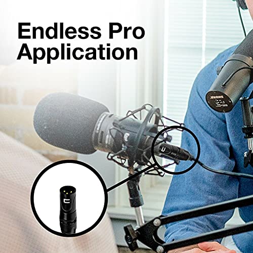 Unbalanced XLR Cable Male to Right Angle 1/4" TS - 10 Feet Red - Pro 3-Pin Microphone Connector for Powered Speakers, Audio Interface or Mixer for Live Performance & Recording