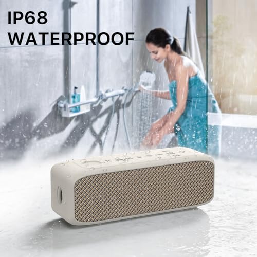NOBIS 20W Bluetooth Speakers, IP68 Waterproof, Up to 24H Playtime | TWS Pairing, BT 6.0, EQ Mode, TF card & AUX input,Hands-Free Call with App Control for Outdoor, Travel, Home - color: White