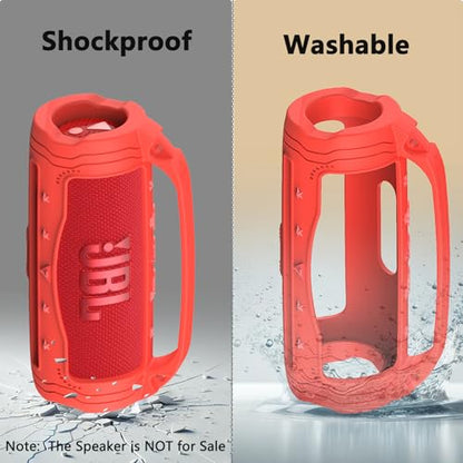 Silicone Cover Case for JBL Flip 7 Portable Bluetooth Speaker - color: Red