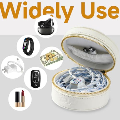 Earbud Case Leather Storage Box Earbud Protective Carrying Case - White