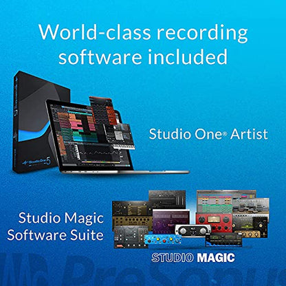 PreSonus AudioBox iTwo Studio USB 2.0 Recording Bundle with Interface, Headphones, Microphone and Studio One software | Interface, headphones, microphone, Ableton Live Lite and included DAW software