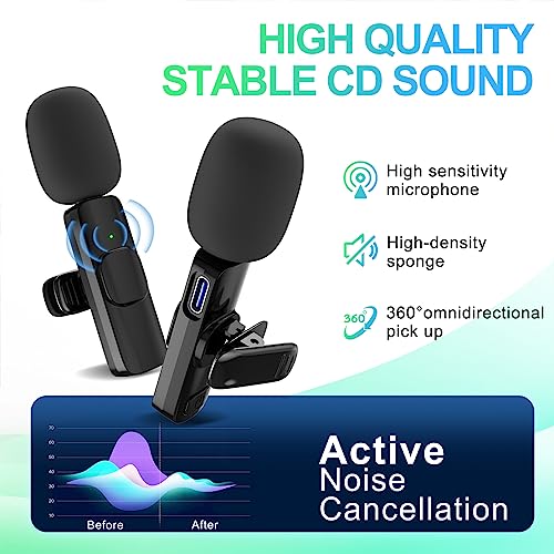 JUDKIOM 2 Pack Wireless Lavalier Microphone, Professional Lapel Mics, Wireless Mic Plug-Play, Lapel Microphone for Video Recording Interview Vlog YouTube TikTok(for iPhone 14 and Below) - style: Lightning