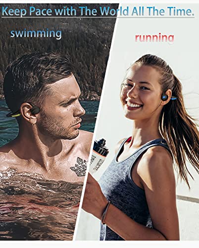 IKXO Bone Conduction Headphones Waterproof Bluetooth for Swimming, MP3 Player Wireless Sport Earphones IPX8 Open-Ear Built-in 8GB Flash Memory for Running, Diving Water, Gym, Spa (Gray) (Style_1)