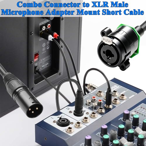 QIANRENON Combo Jack to XLR Plug Adapter Mount Short Cable XLR/TRS Combo Connector to 3 Pin XLR Male Hybrid Connector Audio Extension Cable, for Microphone Mixing Console Amplifier, 35cm/13.8in