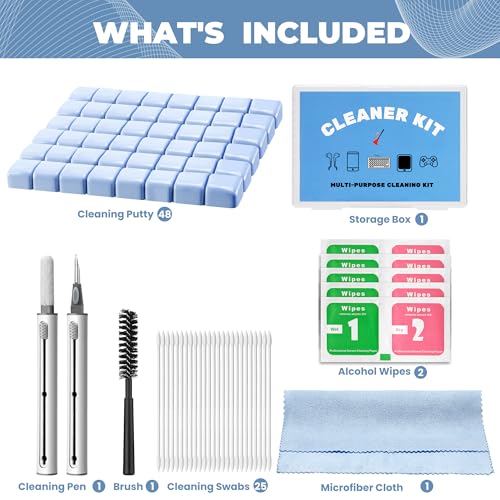 Upgraded for Airpod Cleaner Kit (81 PCS), Multi-Tool with Cleaning Pen, Putty & Swabs, Removes Earwax & Dust, Compatible with AirPods Pro 1/2/3, Earbud, Headphones, Phone & Charging Port - color: Blue