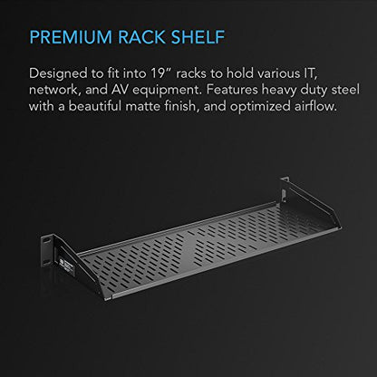 AC Infinity Vented Cantilever 1U Universal Rack Shelf, 6" Deep | Designed for 19” Equipment Racks. Heavy-Duty 2.4mm Cold Rolled Steel, 40lbs Capacity - size: 1RU 6" Deep