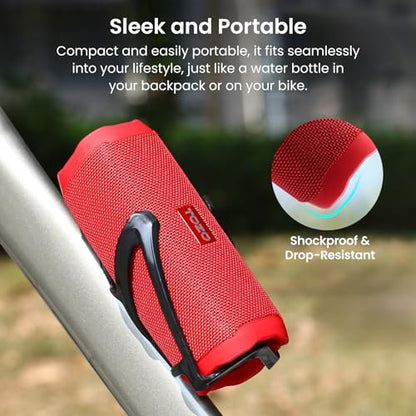 TOZO PA2 Portable Bluetooth Speaker with Dual Drivers and Bass Diaphragms | Deep Bass Stereo Sound, 25H Playtime, Cord Buckle Design, Custom EQ App Wireless Shower Speaker for Home Outdoors Travel