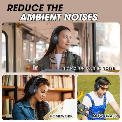 BERIBES Hybrid Active Noise Cancelling Headphones Wireless Over Ear 70Hours | Foldable Bluetooth 6.0,Transparent Modes,3.5MM Cable,Lightweight Built-in Mic,HiFi Stereo Deep Bass,Soft-Earpad,Fast Charging - color: Black