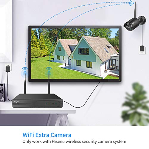 Hiseeu 5MP Black Camera Add on Security Camera, Waterproof Outdoor Indoor 3.6mm Lens IP Day & Night Vision with DC 12V Power Adapter Compatible 10CH 5MP WiFi Camera System - color: Black 5MP