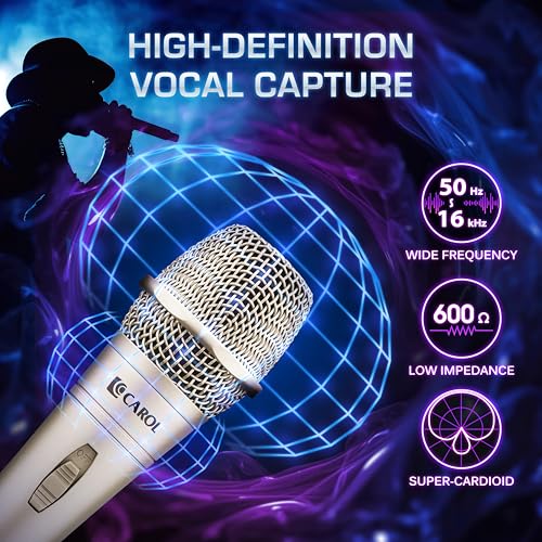 CAROL Edur-916S Golden XLR Wired Vocal Microphone for Singing－Supercardioid | Patented dual-shock-mount minimizes handling noise. Anti-rolling grille keeps the microphone secure on desk. - color: Champagne Gold