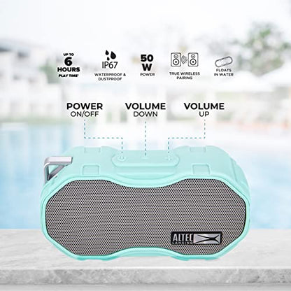 Altec Lansing - Baby Boom Waterproof Bluetooth Speaker, Wireless & Portable for Travel & Outdoor Use, Deep Bass & Loud Sound, 1 Pack (Mint) - color: Mint