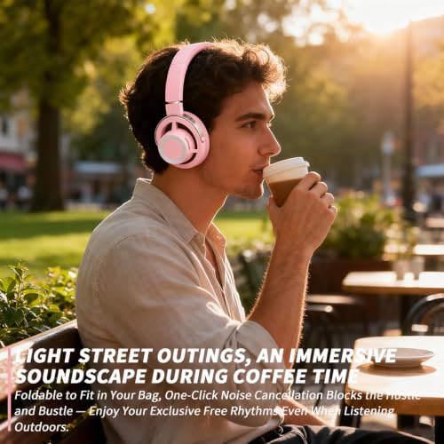 Open-Ear Headphones, 20+ Hour Playtime, Immersive Sound, Wireless Bluetooth Headphones for School, Work, Travel&Daily Use,Pink - color: Pink