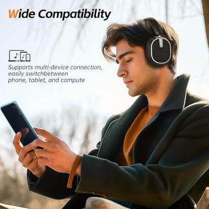 Over Ear Wireless Headphones with 120H Playtime, Hi-Res Audio, Deep Bass, Memory Foam Ear Cups