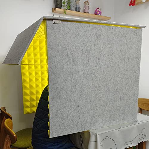 Soundproof Booth Desktop Partition 60cm Portable Studio Enclosure for Noise Reduction in Home and Bedroom (Yellow) - color: Yellow