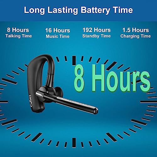 Callez Bluetooth Headset for iPhone Android Cell Phone Trucker Office Work | Bluetooth Earpiece V5.0 with CVC8.0 Dual Mic Noise Cancelling, Mute/Volume Buttons, Hands-Free Wireless Headset for Business