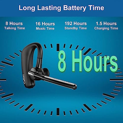 Callez Bluetooth Headset for iPhone Android Cell Phone Trucker Office Work | Bluetooth Earpiece V5.0 with CVC8.0 Dual Mic Noise Cancelling, Mute/Volume Buttons, Hands-Free Wireless Headset for Business