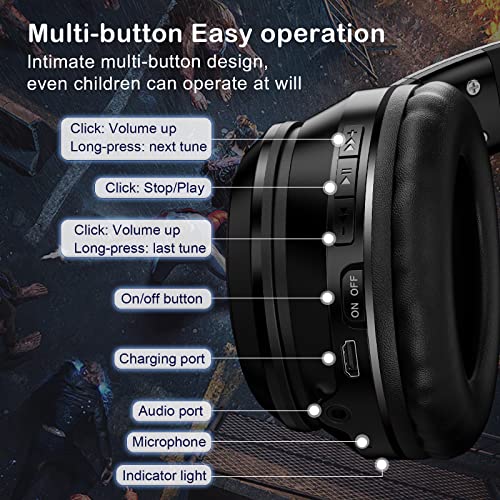 Bluetooth RGB Cat Ear Headphones, Foldable/Built-in Mic, Black | Wireless/wired, clear Hi-Fi sound, breathing lights, for kids/adults/boys/school/gaming, works with phone/laptop/PC/tablet - color: Black
