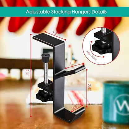 Fireplace Stocking and Garland Hanger, 2 in 1 Mantel Hanger for Garland, Fireplace Stocking Holders for Mantle Garland Hooks for Xmas Holiday Home Party Decoration - style: 4White