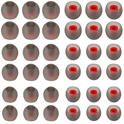 Replacement Earbud Tips Silicone Ear Tips for in- Ear Headphones Eartips Tips (Inner Hole from 3.8mm-5.5mm Earphones) Earbud Replacement Tips Earbuds Cap 18 Pairs S M L - color: Black Red