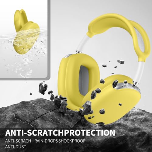 Maxjoy for AirPods Max Case, Soft Silicone Ear Cups & Headband Cover, Anti-Scratch Protective Accessories, Light Yellow - color: Light Yellow