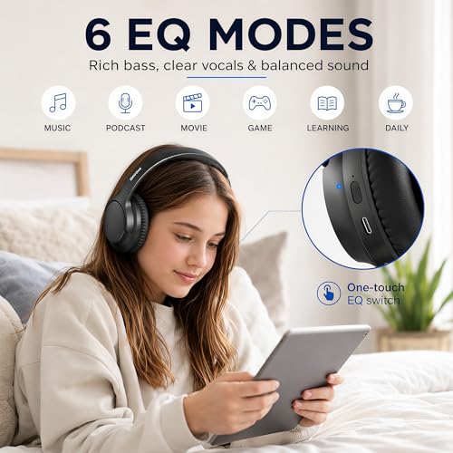 Bluetooth Headphones Wireless 68H with Mic,Decent Sound-Acceptable Black | Adjustable Headband Foldable Over-Ear Lightweight for Office/Travel/Tablet/iPad/Laptop,HD Stereo Sound,Aux 3.5mm,Black - color: Black