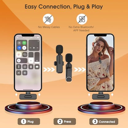 MAYBESTA Wireless Mini Microphone for iPhone iPad - Bluetooth Lavalier Lapel Phone Mic for Audio Video Recording - Content Creator Microphones for YouTube Tiktok Podcast Steaming Vlogging