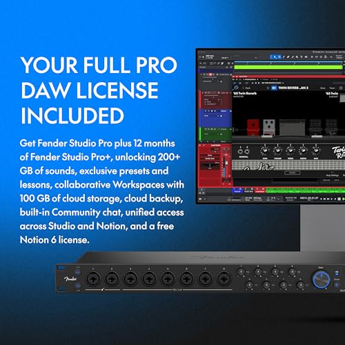 Fender Quantum LT 16 | 16-in 8-out USB-C Audio Interface for Music Production, Eight MAX-HD Mic Preamps, 14 Line Inputs, Low-Latency Drivers, Loopback, Balanced Outputs, Headphone Amp, Mac & PC | 16-in 8-out USB-C Audio Interface for Music Production. Eig