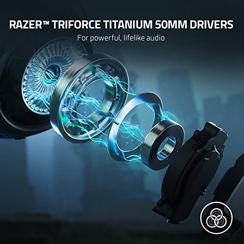 Razer Kaira Pro Dual Wireless Gaming Headset w/Haptics for PlayStation 5 / PS5, PC, Mobile, PS4: HyperSense - Triforce 50mm Drivers - Detachable Mic - 2.4GHz and Bluetooth w/SmartSwitch - RGB Chroma - color: White/Black, style: Kaira Pro