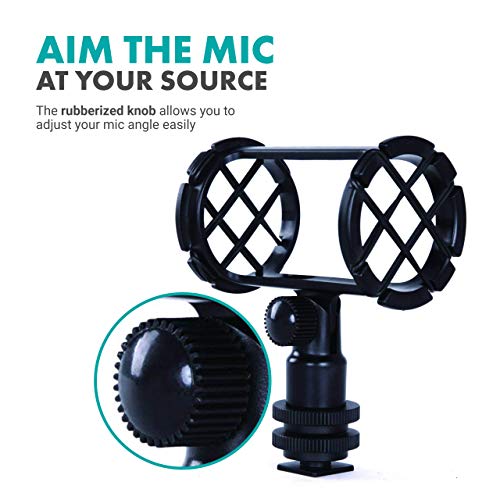 Movo SMM1 Microphone Shock Mount with Camera Cold Shoe for Shotgun Microphones 19-25mm in Diameter (Including Rode NTG-1, NTG-2, Sennheiser MKE-600)