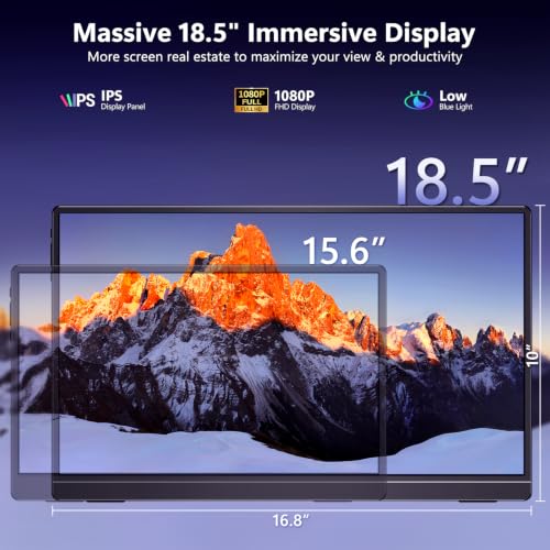ForHelp 18.5 Inch 100Hz Portable Display, 1920x1080 16:9 FHD Monitor with Built-in Stand and Speakers, Compatible with Laptop, Mobile Phone and Game Consoles - style: 18.5"