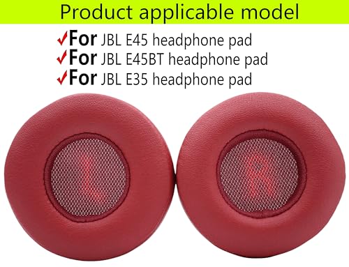 Replacement Ear Pads are Compatible with JBL E35 E45bt E45 Wireless Headphones. Made of Soft Protein Leather and Memory Foam, Replacement Ear Pads for Repair Accessories (red) - color: red