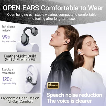 2026 New Jewelry-Inspired Clip-On Earbuds with Detachable Sparkle Butterfly Earrings, Bluetooth 6.0, Cute Wireless Headphones for Women, 50H Playtime, Low Latency, Sports & Workouts (Black) - color: Black