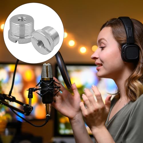 8 Pcs Mic Stand Adapter Mic Thread Adapter Set, 5/8 Female to 3/8 Male and 3/8 Female to 5/8 Male, 1/4 Female to 5/8 Male and 3/8 Female to 1/4 Male, 8 Different Screw Adapters for Microphone, Silver - color: Silver