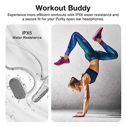 Purity Air Open Ear Headphones - True Air Conduction Wireless Bluetooth Open Ear Earbuds with Dual Mic for iPhone/Android - Secured Long Wearing Comfort, Sports Sweat Resistant (BWS144) - color: Black and White Stripes