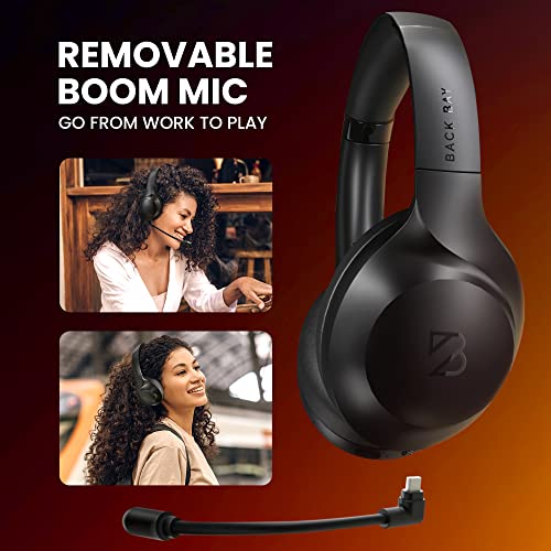 Back Bay Audio ClearCall 70, Bluetooth Headphones with Removabel Boom Mic | Over Ear Headphones with Mic, Work from Home Headset with Mic, Work Headphones Wireless Bluetooth, Boom Mic
