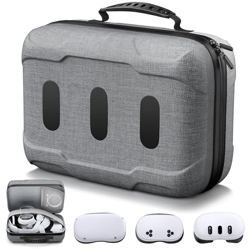 Kawaye Large Hard Carrying Case Compatible with Meta Qeust 3S/Quest3/Quest 2, All in One Portable Travel Case for VR HeadSet, Head Strap, Controller and Other VR Accessories
