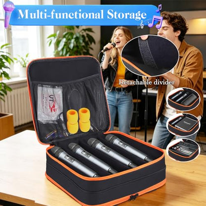 Wireless Microphone Carrying Case,8 Slots Mic Storage Bag