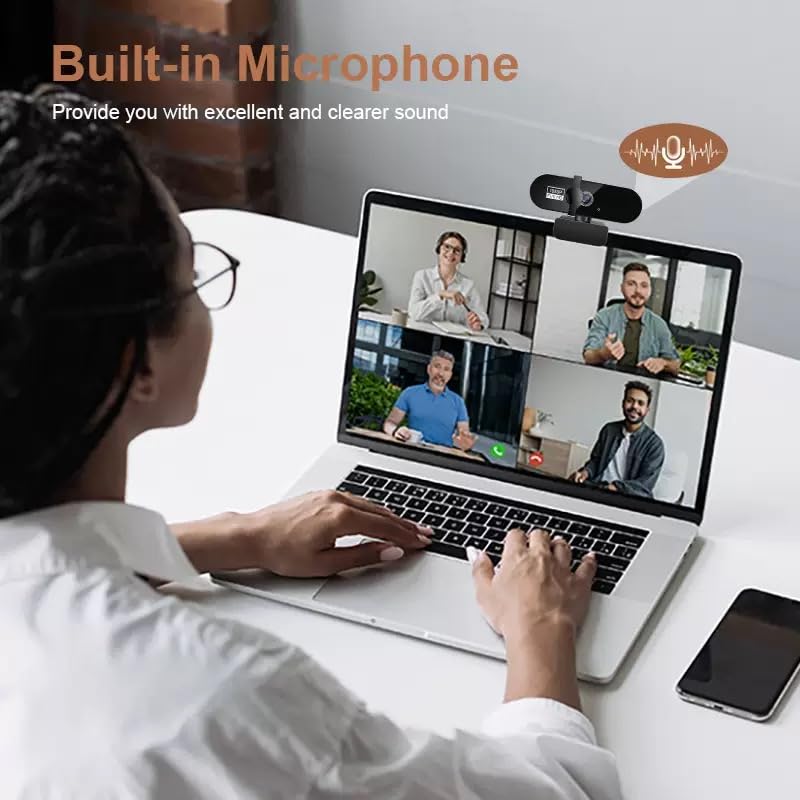 4k Webcam for PC with Microphone, Computer Camera with Noise Cancellation, Privacy Cover, 99° FOV, Plug & Play USB Webcam for Streaming, Conferencing, Zoom, Skype, Facetime, Laptop, PC, Skype
