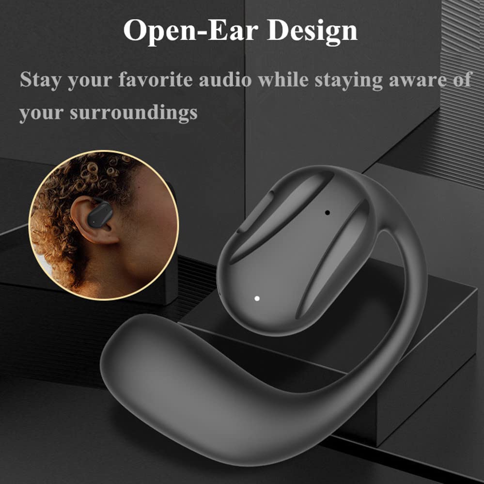 BQXX Open Ear Bluetooth Headphone Single on Ear Bluetooth Headset Wireless Earpiece with earhook Sport Business Earphone Up to 15 Hours Talk Time only Left Earphone