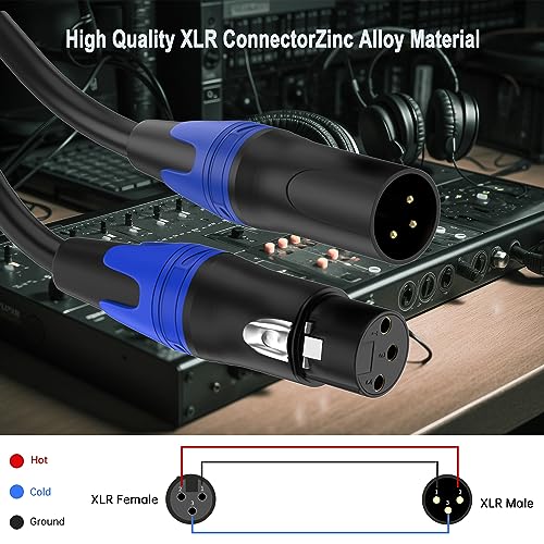 4 Pack, 50 FT XLR Male to Female Cable,Professional Balanced Microphone LeadExtension Mic Cable, Pure Copper & DualShielding, Compatible with Microphones,Mixers, Speakers, and Large Stage DMXLighting - size: 50 FT, style: Black 4 Pack