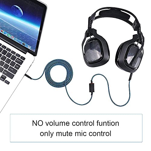 Audio Cable Compatible with Astro A40 A40TR Gaming Headset(Blue) | Inline Mute Wire and No Volume Control Cord,nylon braided thread protecting - style: Nylone Cord - Blue