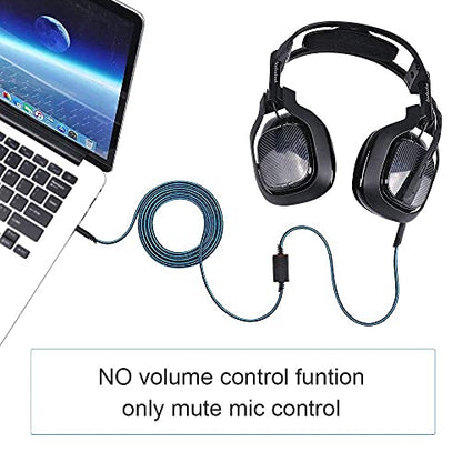 Audio Cable Compatible with Astro A40 A40TR Gaming Headset(Blue) | Inline Mute Wire and No Volume Control Cord,nylon braided thread protecting - style: Nylone Cord - Blue