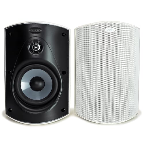 Polk Audio Atrium 6 All-Weather Outdoor Speakers, 100W Wired (Pair, White) - color: White, size: 2 Speakers, style: Atrium 6