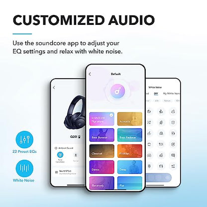 Soundcore by Anker Q20i Hybrid Active Noise Cancelling Headphones, Blue | Over-Ear, Bluetooth, 40H ANC Playtime, Hi-Res Audio, Big Bass, Transparency Mode, Customize via App, Travel, Home, Office - color: Blue