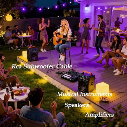 RCA to RCA Audio Cables with Gold-Plated Shielded Anti-Interference, RCA Cables Compatible with Amplifiers/Home Theaters/Musical Instruments/Soundbars/TVs/Speakers (Black, 3 FT) - size: 3 FT