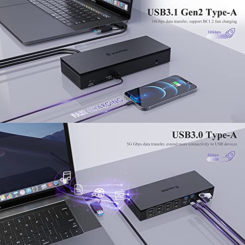 WAVLINK USB-C Quad 4K Docking Station with 100W PD Displaylink Dock | Thunderbolt 4/3, Macbook Neo, Mac/ Windows/Chrome, 4 HDMI, 4 DisplayPort, 2.5G Ethernet, USB, SD/TF Slot,Audio