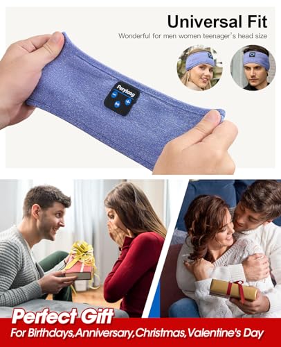 Perytong Sleep Headphones Wireless, Bluetooth Sports Headband Headphones with Ultra-Thin HD Stereo Speakers Perfect for Sleeping,Workout,Jogging,Yoga,Insomnia, Air Travel, Meditation (SkyBlue) - color: SkyBlue