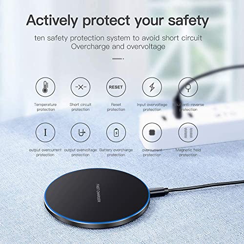 20W Fast Wireless Charger Pad,USB-C Wireless Phone Charging Station | Metal Frame Design,[20W SUPER Fast Charging] Wide Compatible with iPhone 17-11/Airpods,Samsung Galaxy/Buds,LG/Pixel -Black - color: Black