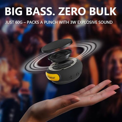 ANCwear Wearable Bluetooth Speaker with Clip, 3-Way Portable Mini Speaker | 60g wearable speaker for work, walking and travel with wristband, clip and hanger, IPX6 splash resistance and 9.5H playtime - color: Black